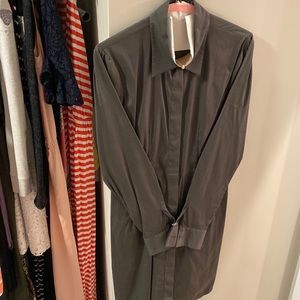Theory dark green button up dress